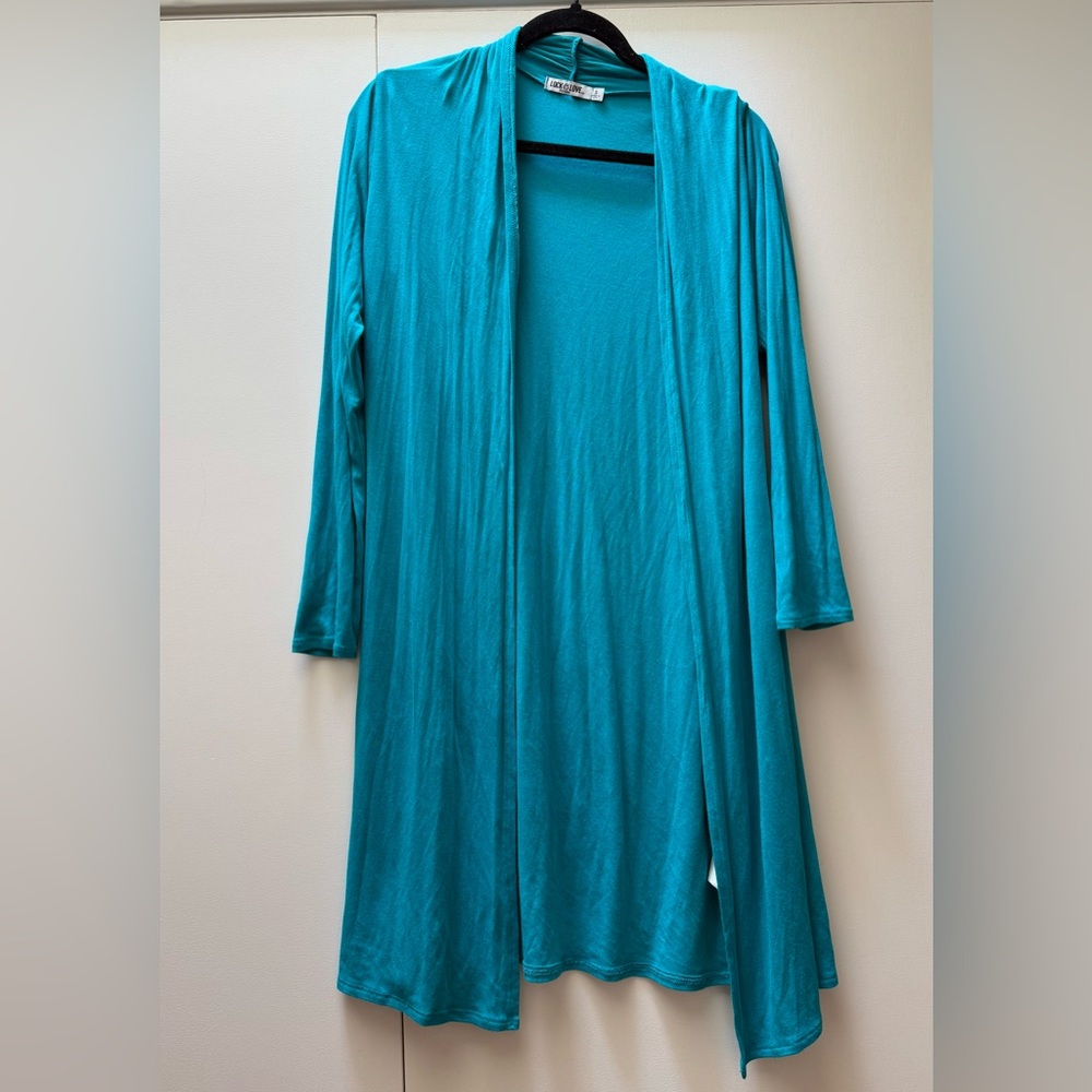 Teal Open Front Cardigan